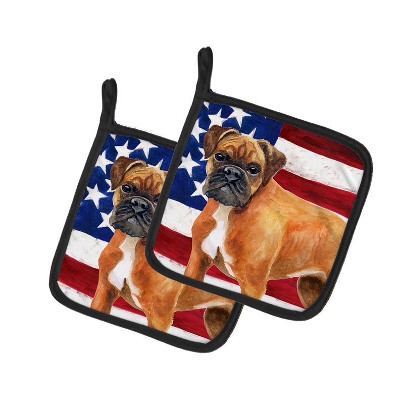 German Boxer Patriotic Pot Holders - Set of 2 - Heat-Resistant Kitchen Essentials BB9640PTHD