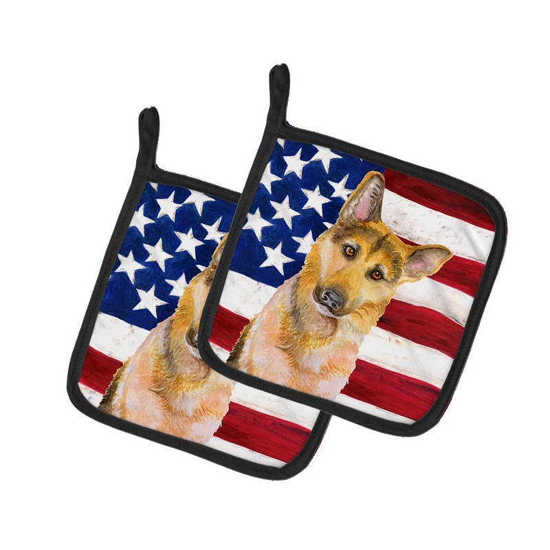 German Shepherd #2 Patriotic Pot Holders - Set of 2 - Heat-Resistant Kitchen Essentials BB9711PTHD