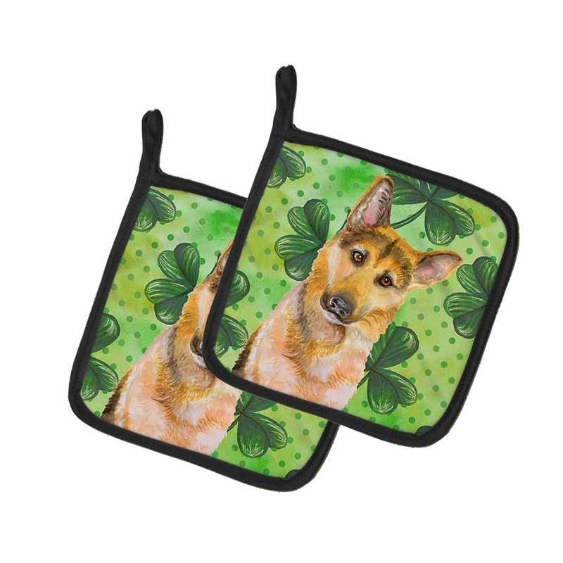 German Shepherd #2 St Patrick's Pot Holders - Set of 2 - Heat-Resistant Kitchen Essentials BB9885PTHD