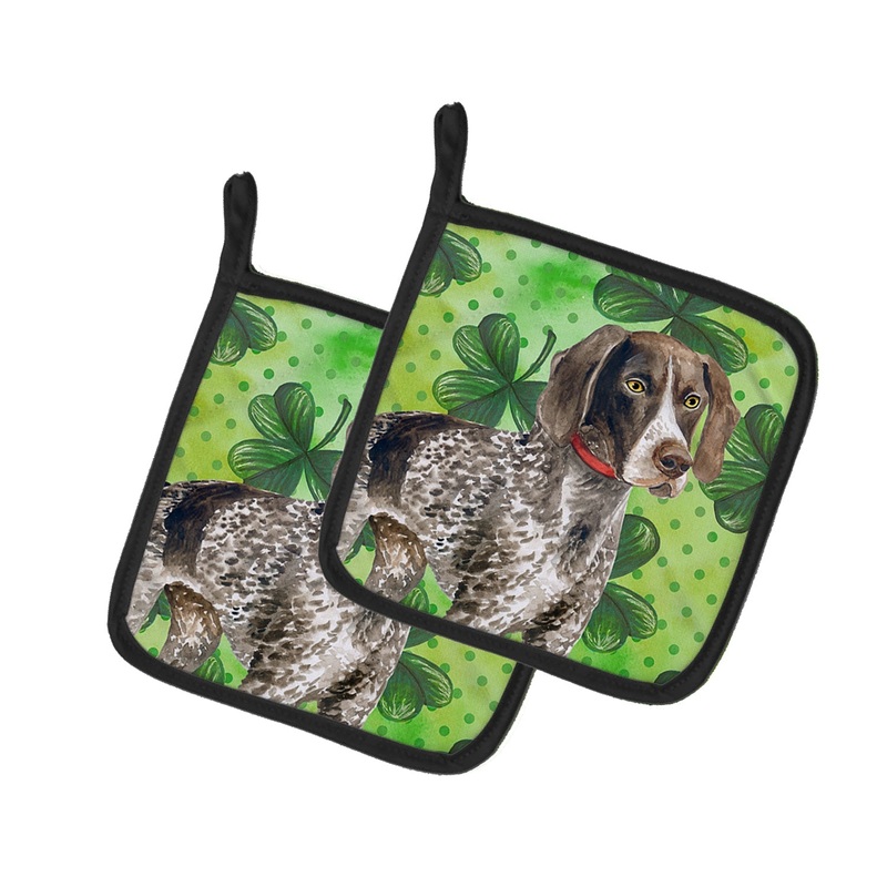 German Shorthaired Pointer St Patrick's Pot Holders - Set of 2 - Heat-Resistant Kitchen Essentials BB9815PTHD