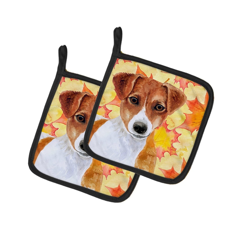 Jack Russell Terrier Fall Pot Holders - Set of 2 - Heat-Resistant Kitchen Essentials BB9950PTHD