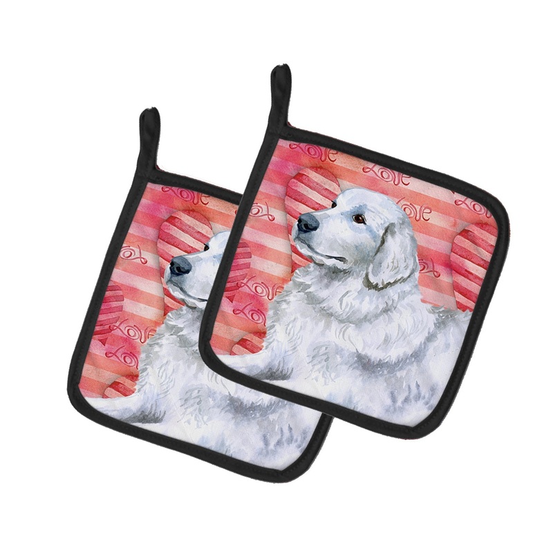Maremma Sheepdog Love Pot Holders - Set of 2 - Heat-Resistant Kitchen Essentials BB9762PTHD