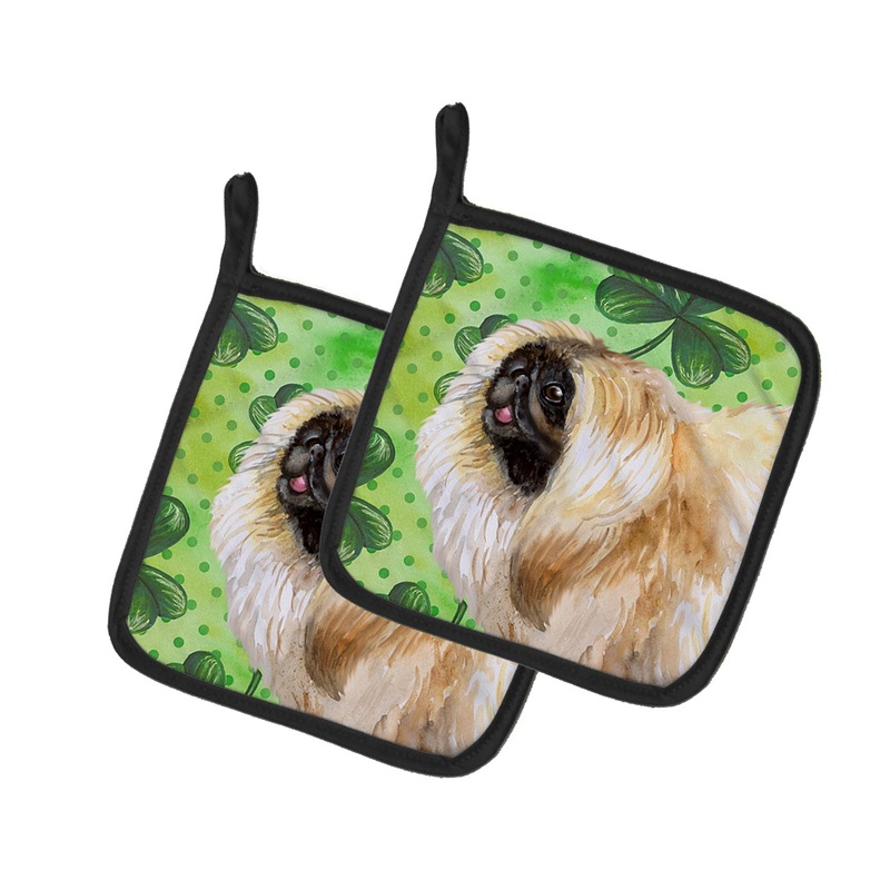 Pekingese St Patrick's Pot Holders - Set of 2 - Heat-Resistant Kitchen Essentials BB9855PTHD
