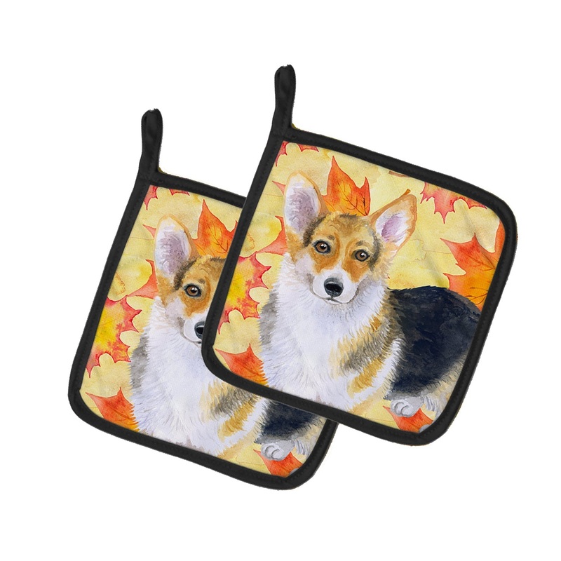 Pembroke Corgi Fall Pot Holders - Set of 2 - Heat-Resistant Kitchen Essentials BB9903PTHD