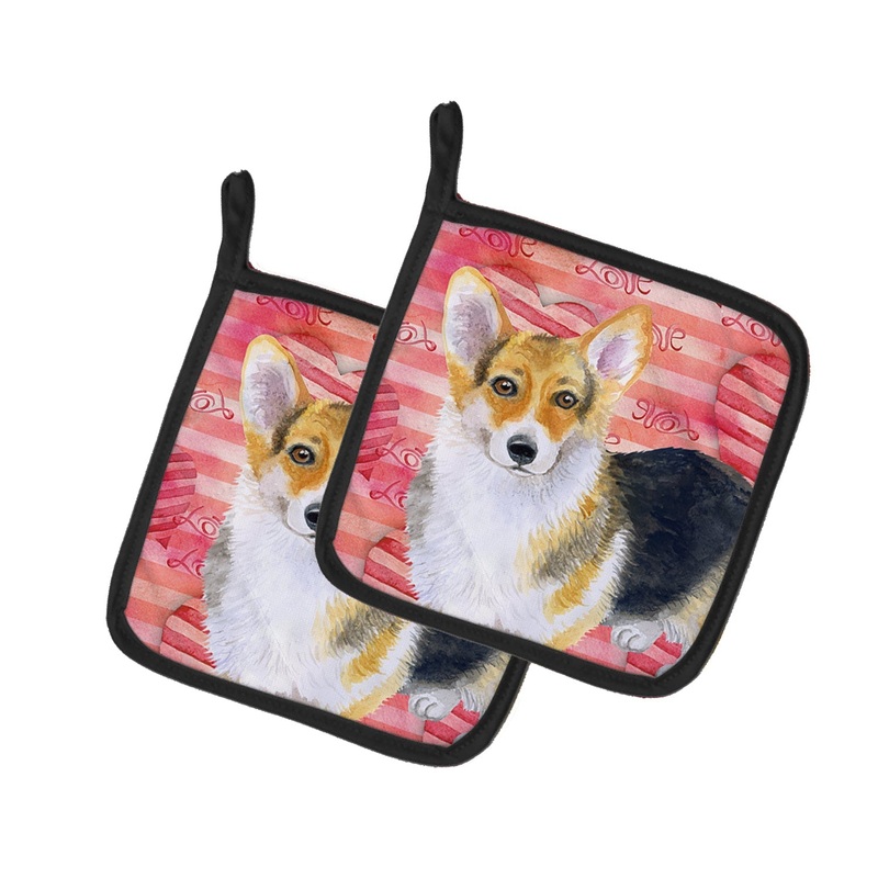 Pembroke Corgi Love Pot Holders - Set of 2 - Heat-Resistant Kitchen Essentials BB9729PTHD