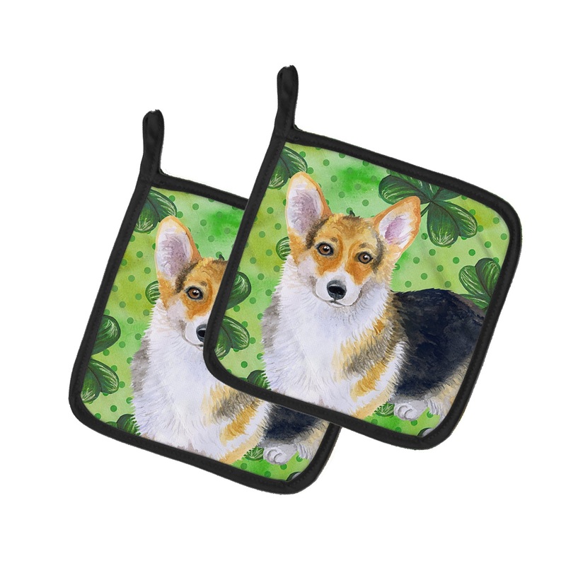 Pembroke Corgi St Patrick's Pot Holders - Set of 2 - Heat-Resistant Kitchen Essentials BB9816PTHD