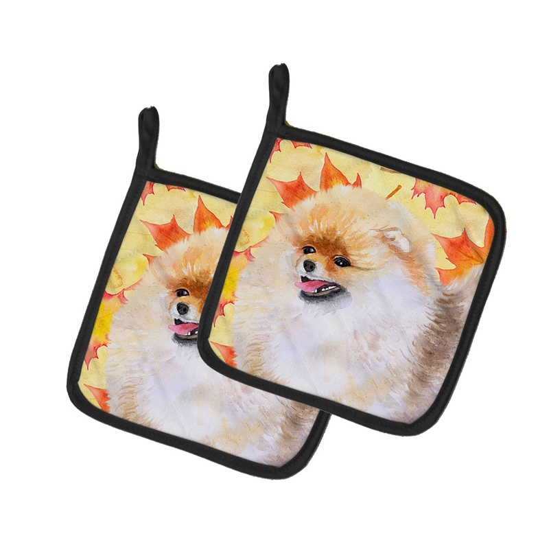 Pomeranian Fall Pot Holders - Set of 2 - Heat-Resistant Kitchen Essentials BB9943PTHD