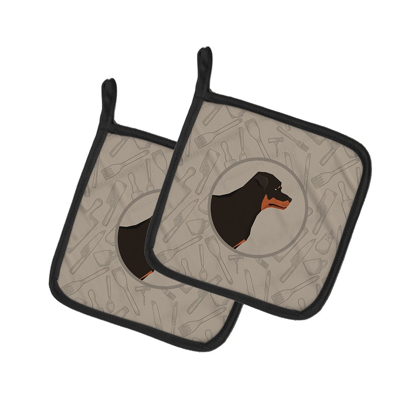 Rottweiler In the Kitchen Pot Holders - Set of 2 - Heat-Resistant Kitchen Essentials CK2205PTHD