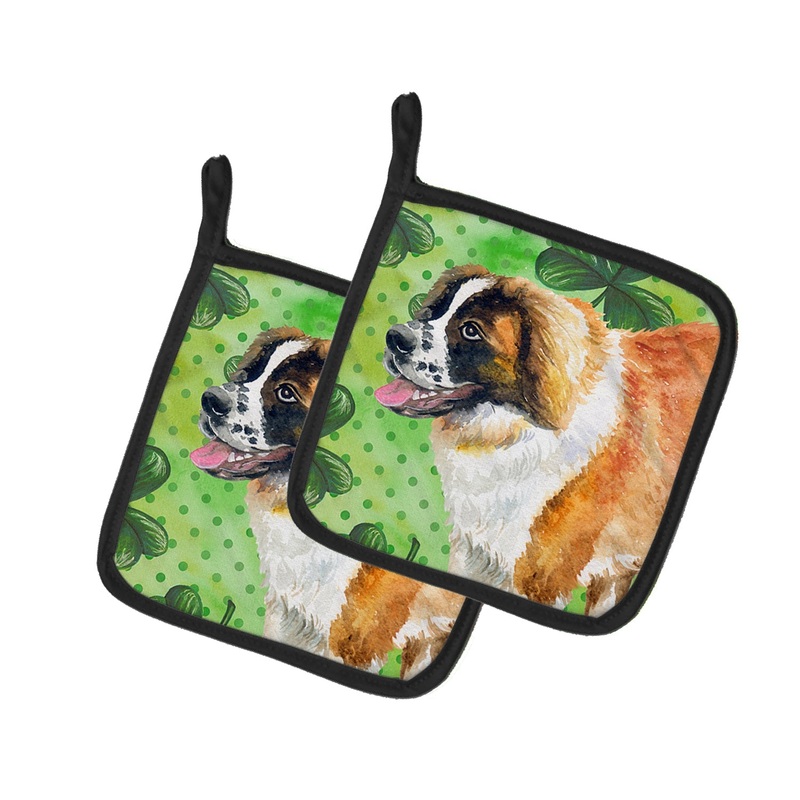 Saint Bernard St Patrick's Pot Holders - Set of 2 - Heat-Resistant Kitchen Essentials BB9853PTHD