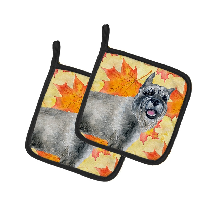 Schnauzer Fall Pot Holders - Set of 2 - Heat-Resistant Kitchen Essentials BB9923PTHD