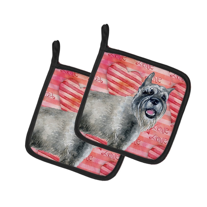 Schnauzer Love Pot Holders - Set of 2 - Heat-Resistant Kitchen Essentials BB9749PTHD