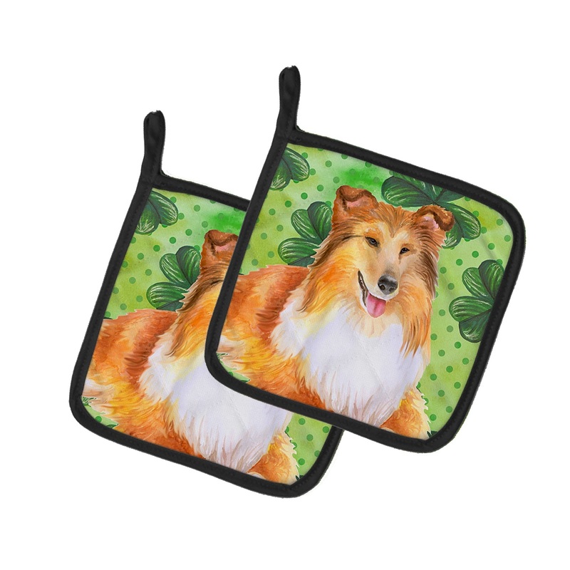 Sheltie St Patrick's Pot Holders - Set of 2 - Heat-Resistant Kitchen Essentials BB9894PTHD