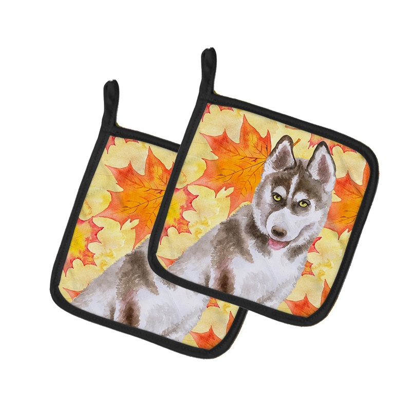 Siberian Husky Grey Fall Pot Holders - Set of 2 - Heat-Resistant Kitchen Essentials BB9957PTHD