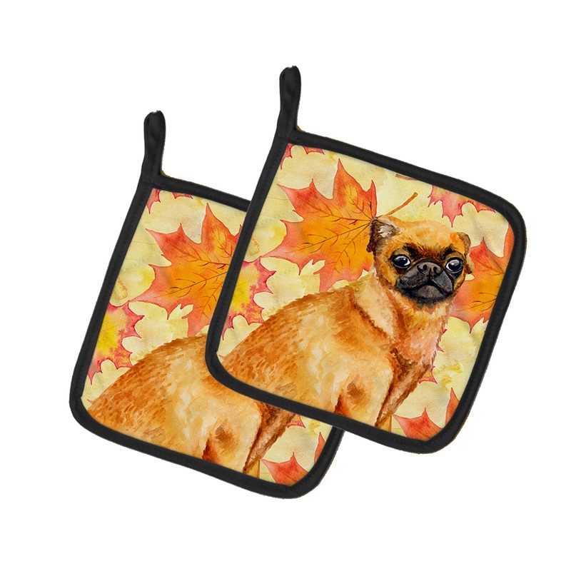 Small Brabant Griffon Fall Pot Holders - Set of 2 - Heat-Resistant Kitchen Essentials BB9928PTHD