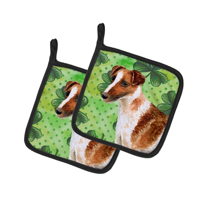 Smooth Fox Terrier St Patrick's Pot Holders - Set of 2 - Heat-Resistant Kitchen Essentials BB9821PTHD