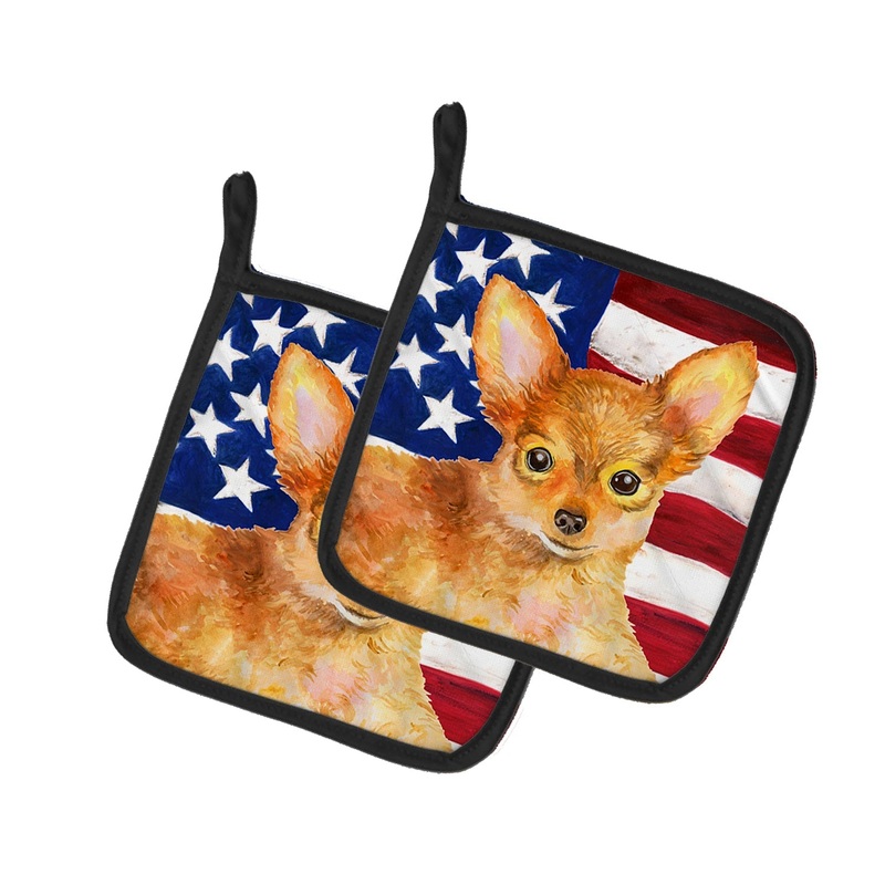 Toy Terrier Patriotic Pot Holders - Set of 2 - Heat-Resistant Kitchen Essentials BB9722PTHD