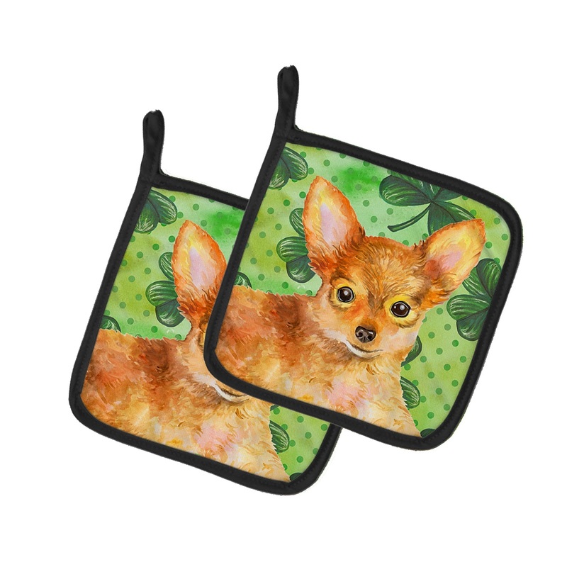 Toy Terrier St Patrick's Pot Holders - Set of 2 - Heat-Resistant Kitchen Essentials BB9896PTHD