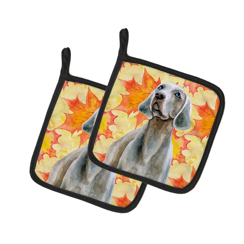 Weimaraner Fall Pot Holders - Set of 2 - Heat-Resistant Kitchen Essentials BB9935PTHD