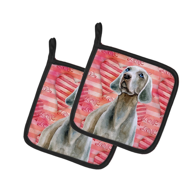 Weimaraner Love Pot Holders - Set of 2 - Heat-Resistant Kitchen Essentials BB9761PTHD