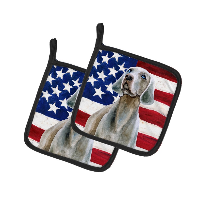 Weimaraner Patriotic Pot Holders - Set of 2 - Heat-Resistant Kitchen Essentials BB9674PTHD