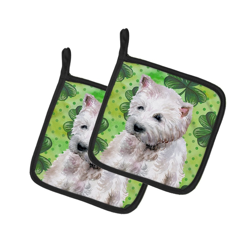Westie St Patrick's Pot Holders - Set of 2 - Heat-Resistant Kitchen Essentials BB9875PTHD