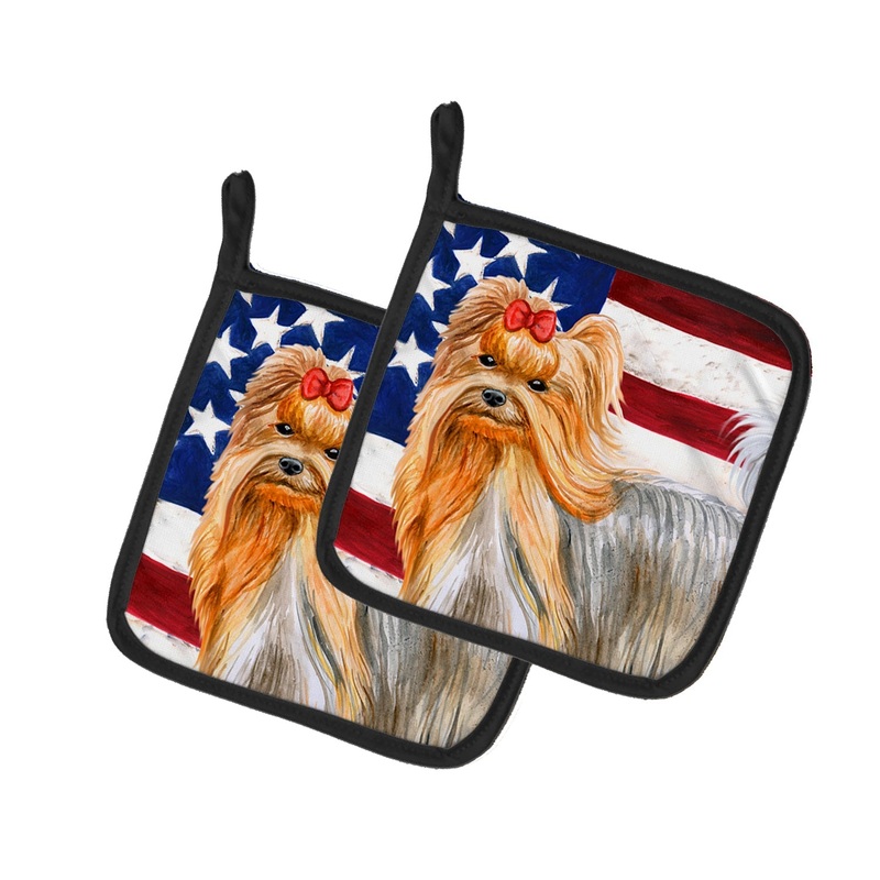 Yorkshire Terrier Patriotic Pot Holders - Set of 2 - Heat-Resistant Kitchen Essentials BB9685PTHD