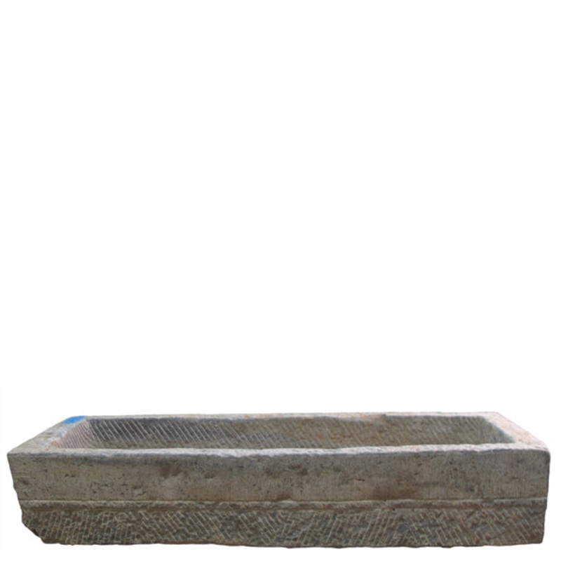 60" Inch Long Hand Chiseled Stone Trough 8
