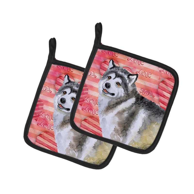 Alaskan Malamute Love Pot Holders - Set of 2 - Heat-Resistant Kitchen Essentials BB9725PTHD