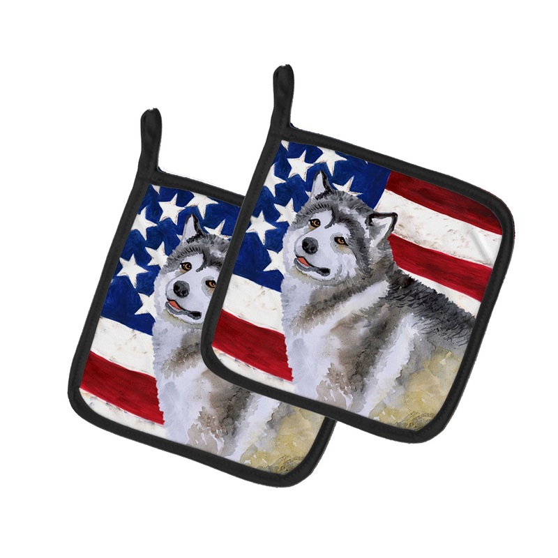 Alaskan Malamute Patriotic Pot Holders - Set of 2 - Heat-Resistant Kitchen Essentials BB9638PTHD