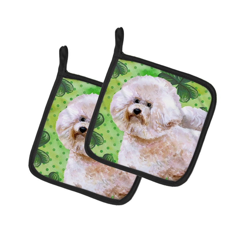 Bichon Frise #2 St Patrick's Pot Holders - Set of 2 - Heat-Resistant Kitchen Essentials BB9879PTHD