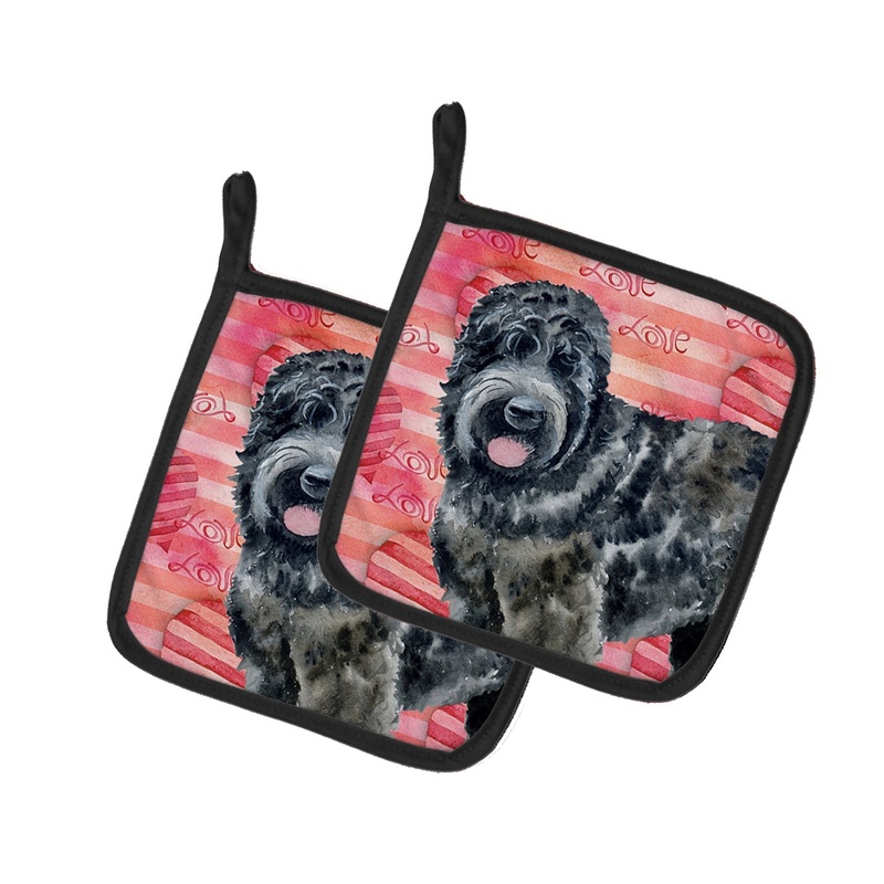 Black Russian Terrier Love Pot Holders - Set of 2 - Heat-Resistant Kitchen Essentials BB9764PTHD