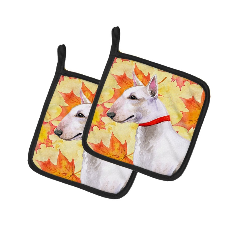 Bull Terrier Fall Pot Holders - Set of 2 - Heat-Resistant Kitchen Essentials BB9954PTHD