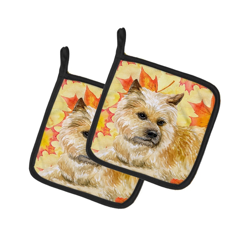 Cairn Terrier Fall Pot Holders - Set of 2 - Heat-Resistant Kitchen Essentials BB9951PTHD