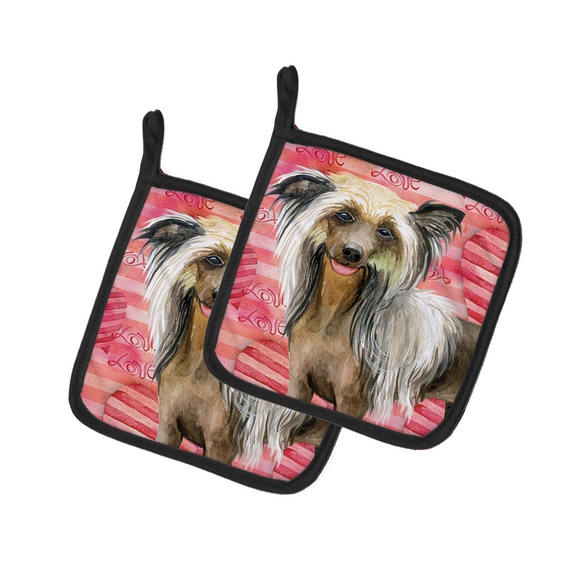 Chinese Crested Love Pot Holders - Set of 2 - Heat-Resistant Kitchen Essentials BB9746PTHD