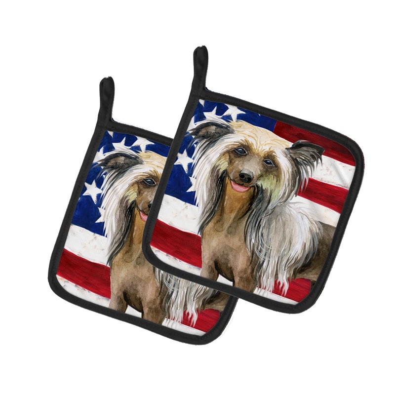 Chinese Crested Patriotic Pot Holders - Set of 2 - Heat-Resistant Kitchen Essentials BB9659PTHD