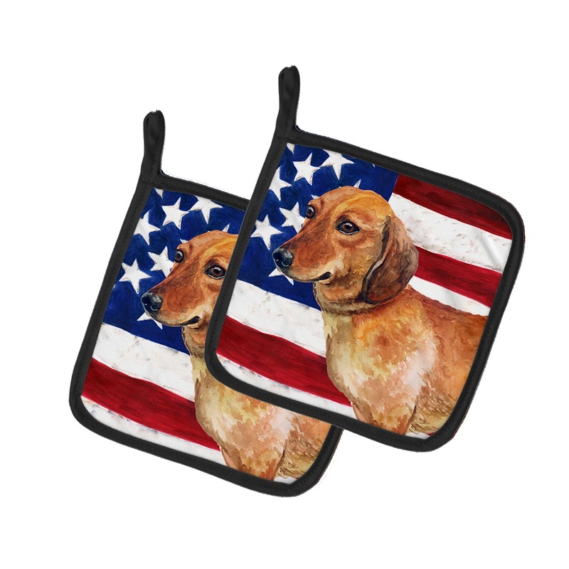 Dachshund Patriotic Pot Holders - Set of 2 - Heat-Resistant Kitchen Essentials BB9652PTHD