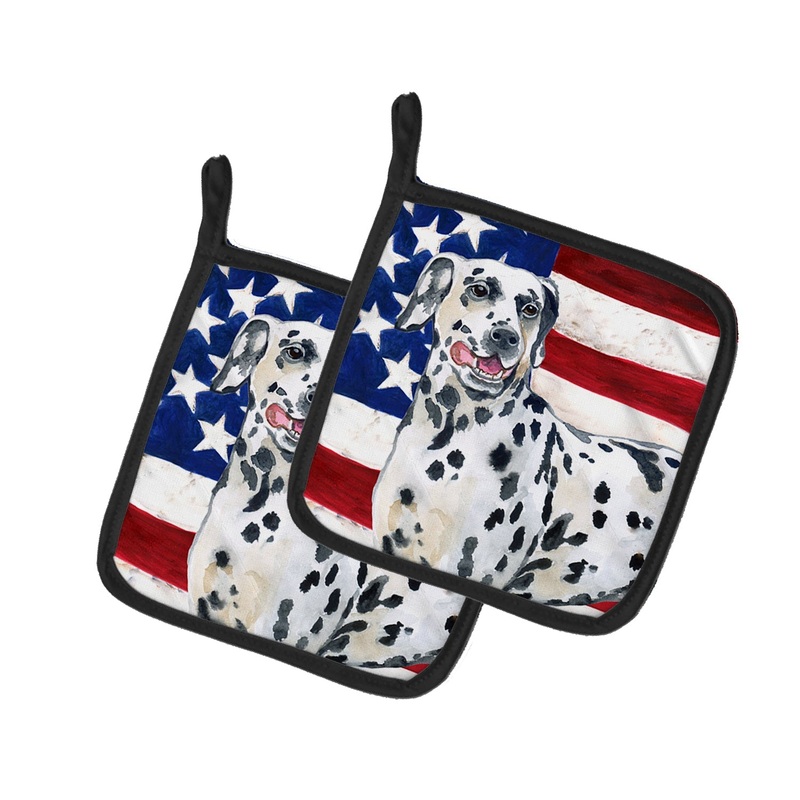 Dalmatian Patriotic Pot Holders - Set of 2 - Heat-Resistant Kitchen Essentials BB9653PTHD