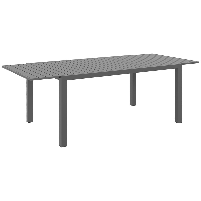 Expandable Patio Table, Rectangle Patio Table, Outdoor Dining Table for 6-8 People with Aluminum Frame & Slatted Tabletop for Garden, Lawn, Balcony, Terrace, Charcoal Gray