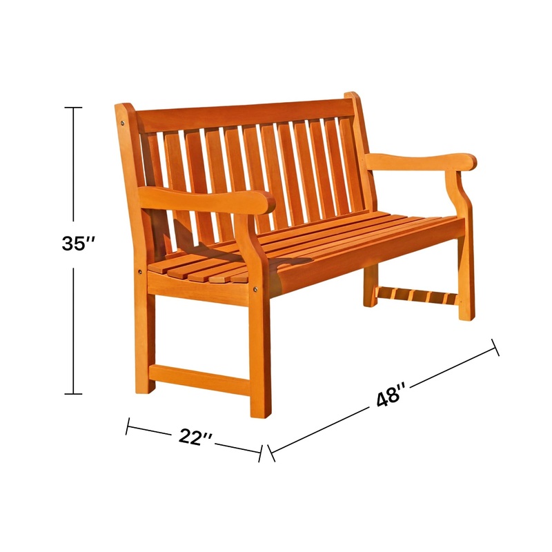 Malibu Outdoor Patio 4-foot Wood Garden Bench