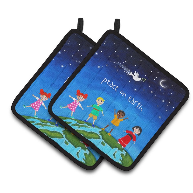 Peace on Earth Pot Holders - Set of 2 Decorative Kitchen Helpers | Made in the USA VHA3039PTHD