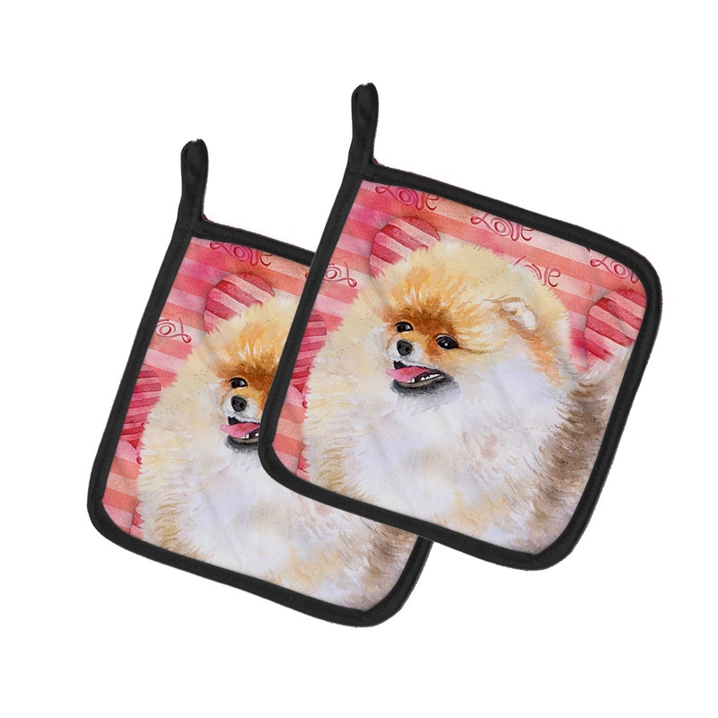 Pomeranian Love Pot Holders - Set of 2 - Heat-Resistant Kitchen Essentials BB9769PTHD