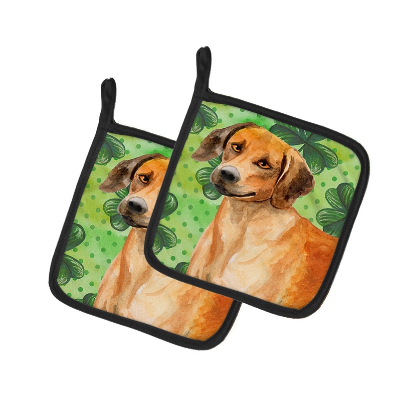 Rhodesian Ridgeback St Patrick's Pot Holders - Set of 2 - Heat-Resistant Kitchen Essentials BB9850PTHD