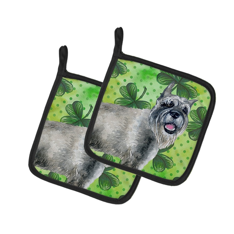 Schnauzer St Patrick's Pot Holders - Set of 2 - Heat-Resistant Kitchen Essentials BB9836PTHD