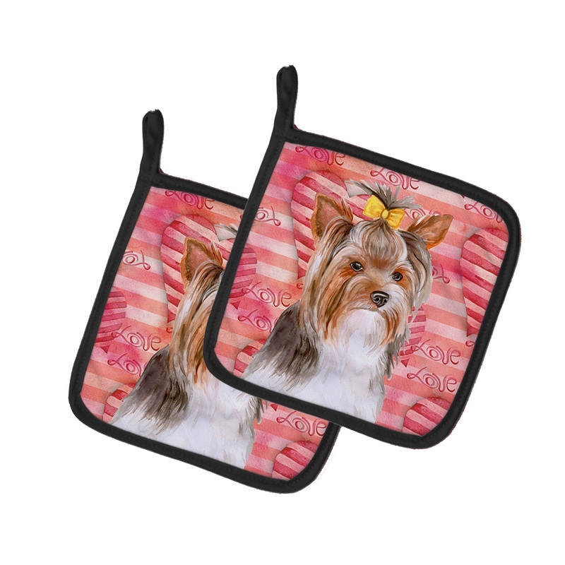 Yorkshire Terrier #2 Love Pot Holders - Set of 2 - Heat-Resistant Kitchen Essentials BB9810PTHD