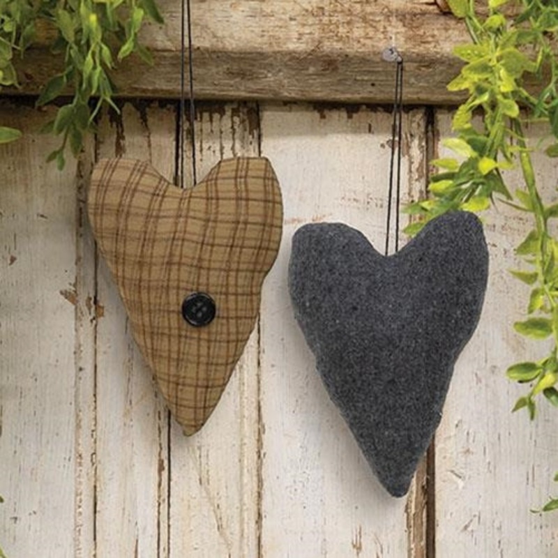 2/Set Primitive Stuffed Country Heart Ornaments