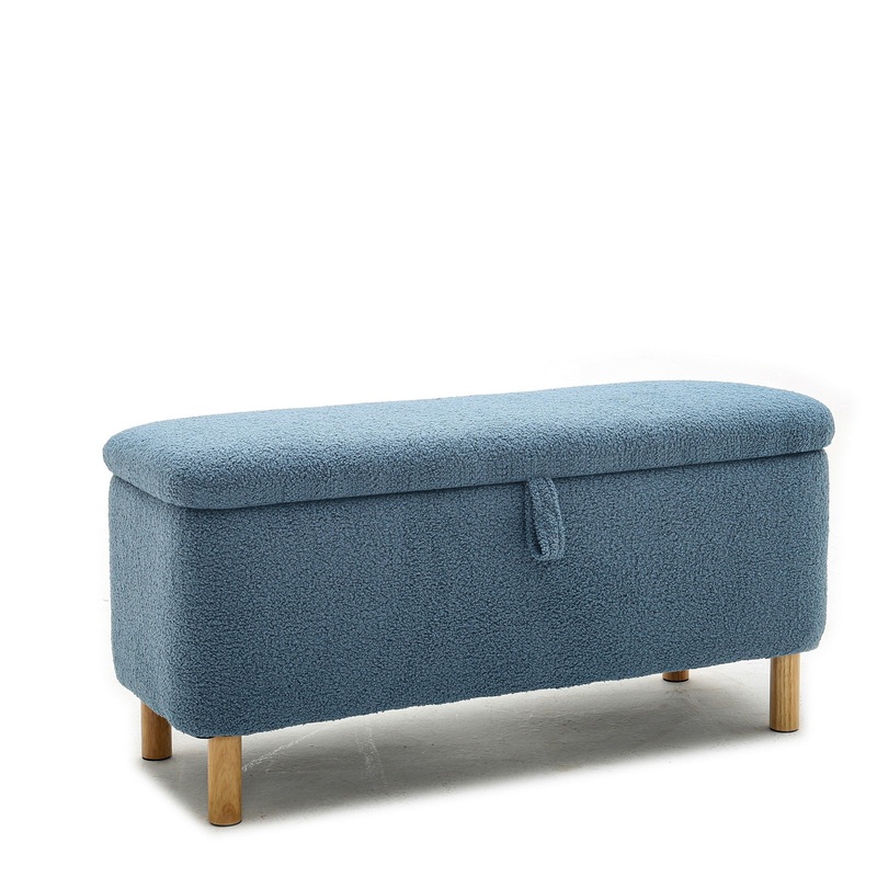 Basics Upholstered Storage Ottoman and Entryway Bench BLUE