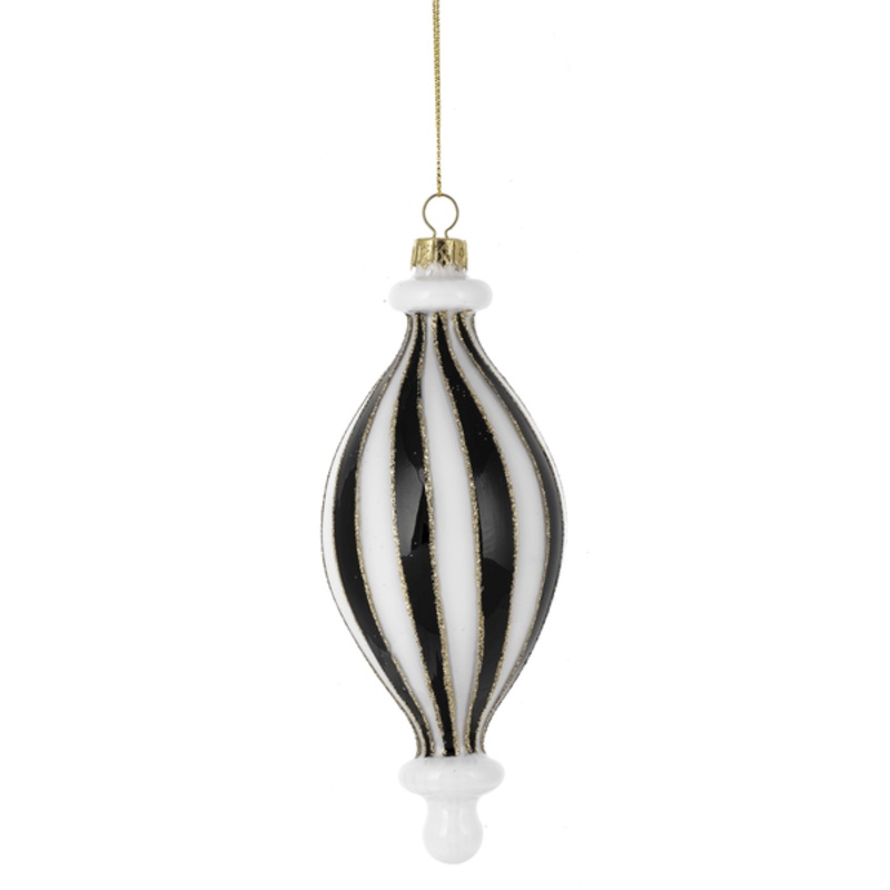 Black & White Striped Finial Ornaments - Final Sale