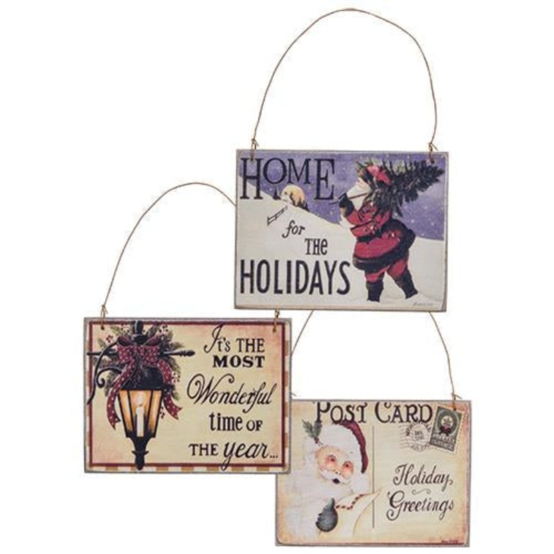 Christmas Postcard Ornament 3 Asstd.