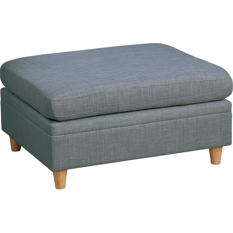 Living Room Furniture Ottoman Steel Color Dorris Fabric 1pc Cushion ottomans Wooden Legs Deco