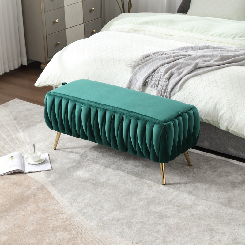 Storage Ottoman,Bedroom End Bench,Upholstered Fabric Storage Ottoman with Safety Hinge, Entryway Padded Footstool, Ottoman Bench for Living Room & Bedroom